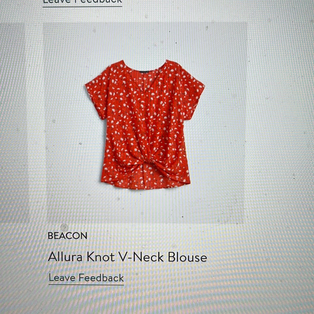West Kei Red Floral Knot V-Neck Blouse